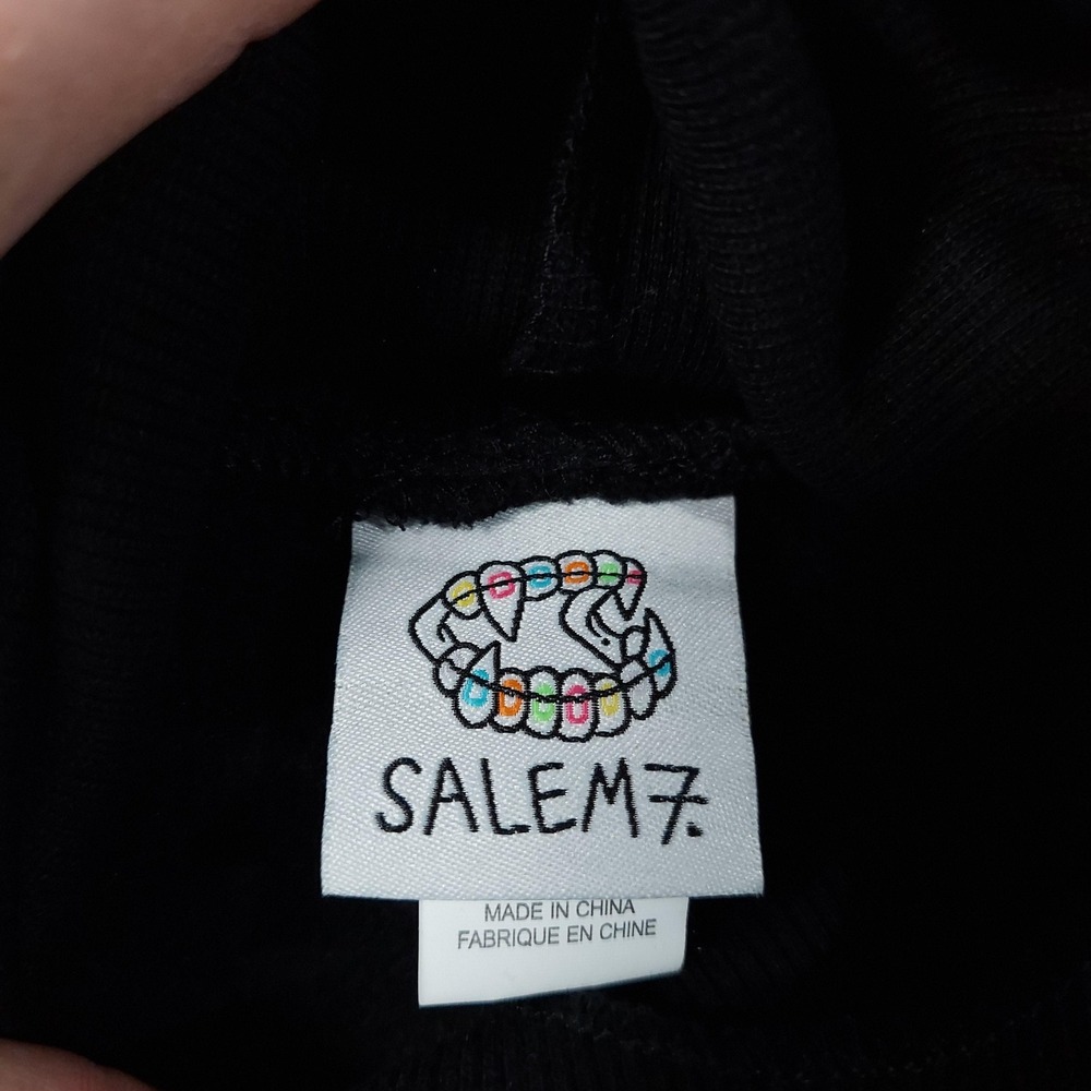 SALEM7 Hoodie Mens XL Black Graphic Fleece Pullover Mask Hood Balaclava - Picture 5 of 8